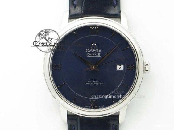 0225 De Ville MK 1:1 Best Edition RG Blue Dial On Black Leather Asian Seagull T1701 (Sec@6) FastDry 8235